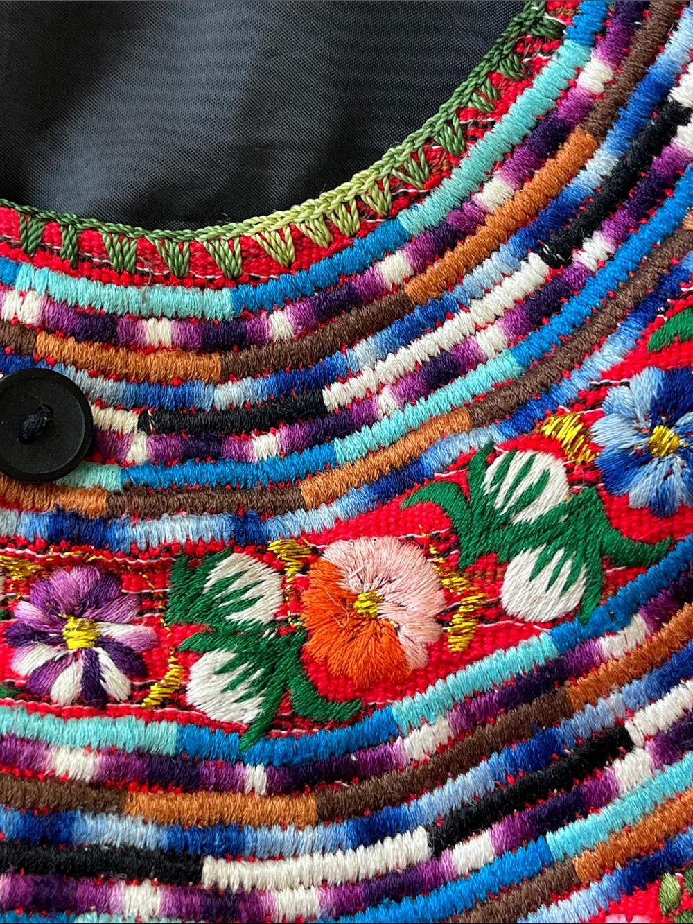 Handcrafted Embroidered Crossbody Bag Zip Closure Pocket Boho Padded Strap - Picture 6 of 15